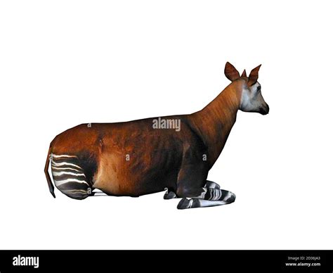 Okapi with striped legs in the steppe Stock Photo - Alamy