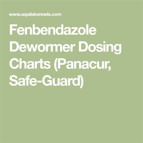 Panacur Dosage Chart For Puppies