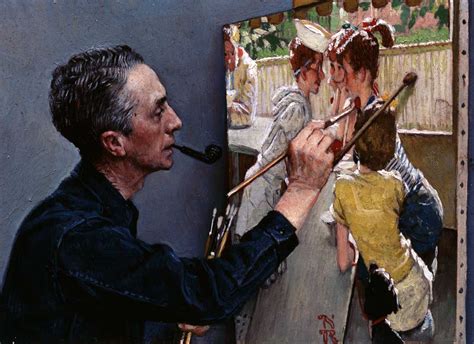 "Portrait of Norman Rockwell Painting 'The Soda Jerk,'" 1953. Private Collection. ©NRELC: NIles ...