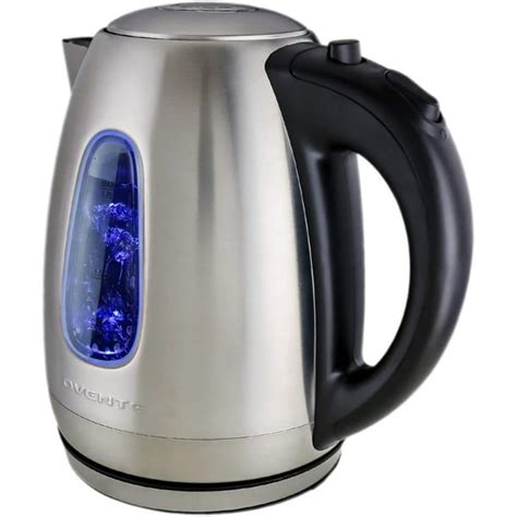 Ovente Portable Electric Hot Water Kettle 1.7 Liter Stainless Steel 1100 Watt Power Fast Heating ...