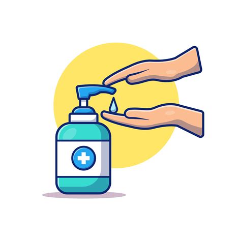 Washing Hand With Hand Sanitizer Cartoon Vector Icon Illustration. People Medical Icon Concept ...