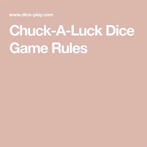 Chuck-A-Luck Dice Game Rules Dice Game Rules, Dice Games, Yard Games, Dicing, Chucks, How To ...