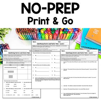Factors and Factor Pairs Worksheets - Differentiated by Sheila Cantonwine