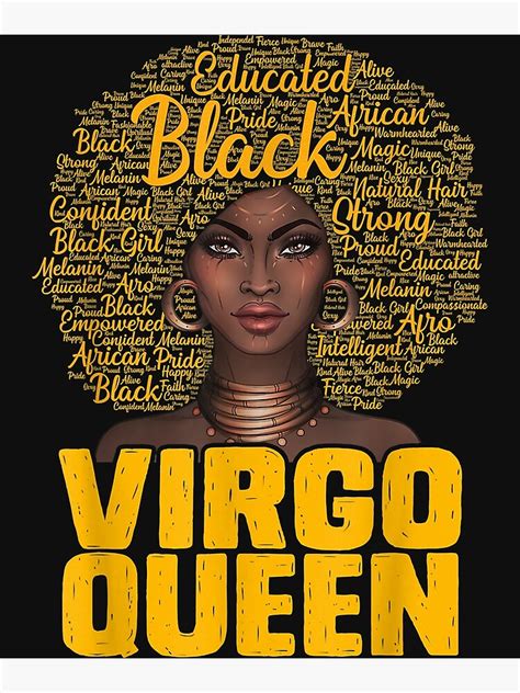 "Virgo Queen Black Woman Afro Natural Hair African American" Art Print ...