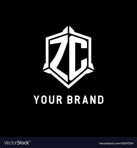 Zc logo initial with shield shape design style Vector Image