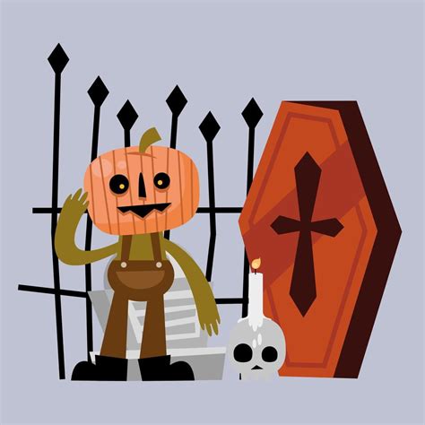 Halloween pumpkin cartoon with coffin vector design 1994099 Vector Art ...