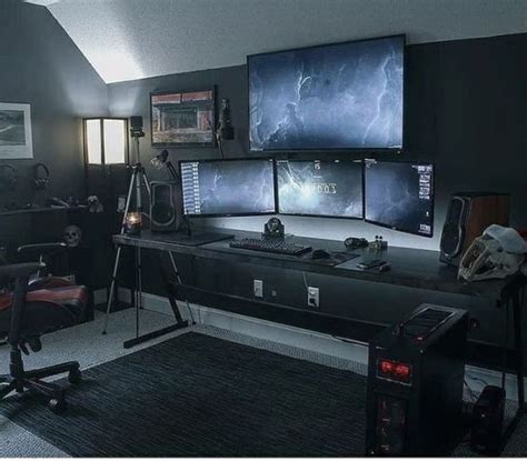 Black setup and new style | 1000 | Home office setup, Room setup, Game ...