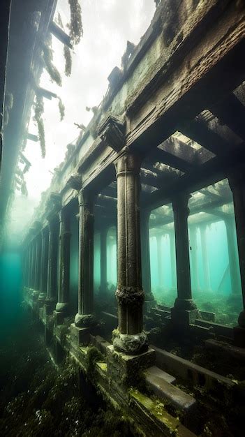 Premium AI Image | underwater city ruins nature photography