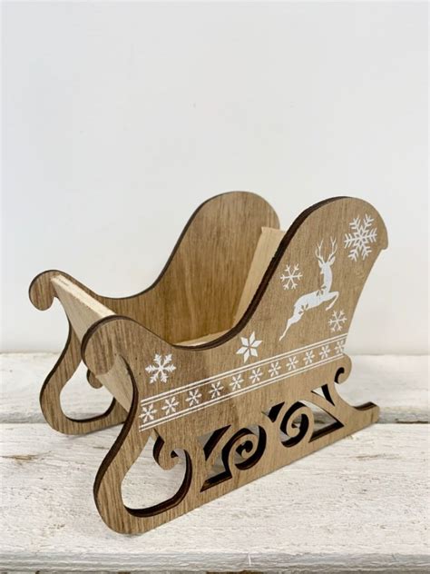 Wooden sleigh with reindeer and snowflake design | 45797 | Christmas ...