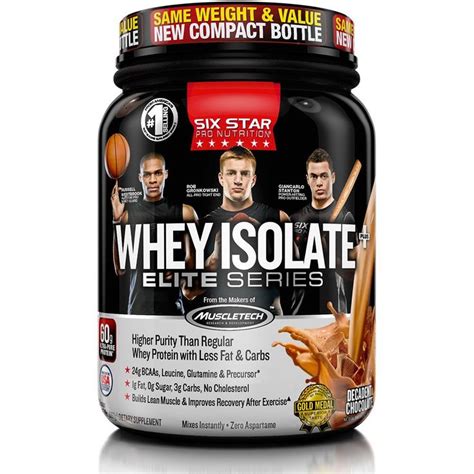 Six Star Whey Isolate Plus Protein Powder, 100% Whey Protein Isolate, Decadent Chocolate, 1.5 ...