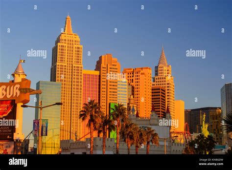 New York New York hotel casino at sunrise, Las Vegas, Nevada, USA Stock Photo - Alamy