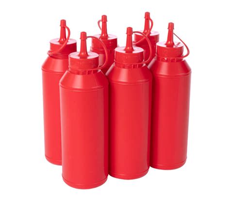 Plastic Sauce Bottle 500ml Red - 6pk - Mambos Online Store