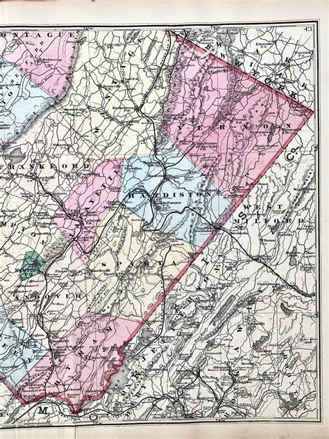 Sussex County Map Original 1877 New Jersey Atlas Newtown - Etsy