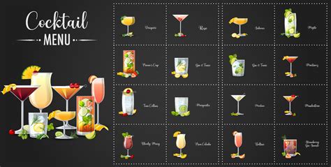 une carte imprimée de cocktails 8332281 Art vectoriel chez Vecteezy