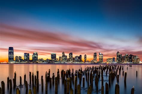 Jersey City Skyline At Sunset Stock Photo - Download Image Now - iStock