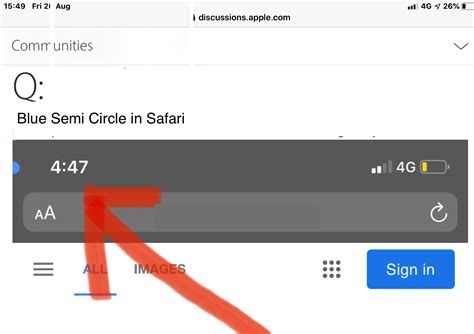 Blue Semi Circle at Top Left of Safari wi… - Apple Community