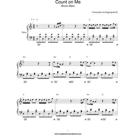 Count on Me - Bruno Mars Sheet Music liked on Polyvore | Music book ...