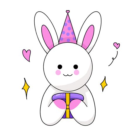 Bunny Birthday PNG Image, White Cute Bunny Cartoon Birthday Clip Art, Gift, Birthday Present ...