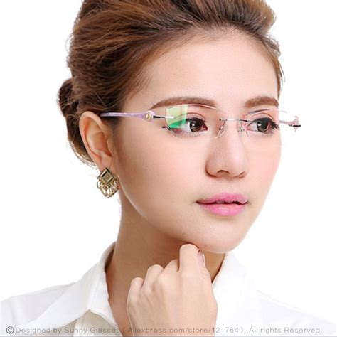 New Fashion Brand Designer Eyeglasses Rimless Women Glasses Frame Optical with Box Female ...