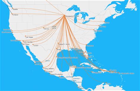 Sun Country Airlines Route Map - California southern Map