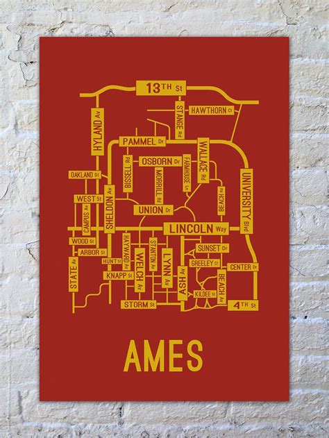 Ames, Iowa Street Map Print | Street map, Town map, Map print