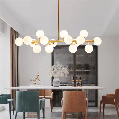 Buy ampara Mid Century Modern Chandelier Linear Chandeliers 16-Light Brass Gold Pendant Lighting ...