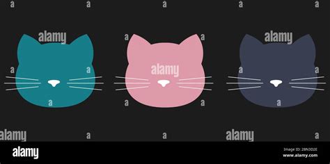 Cat head simple icon flat design. Vector illustration. Cute icon. Animal silhouette Stock Vector ...