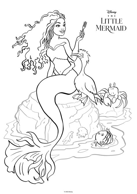 The Little Mermaid Live Action Movie 2023 Coloring Page With Ariel Halle Bailey - Coloring Nation