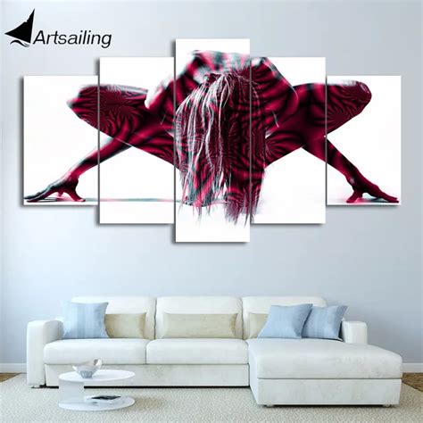 HD Printed 5 Piece Canvas Art Nude Woman Painted Body Art Painting Wall ...