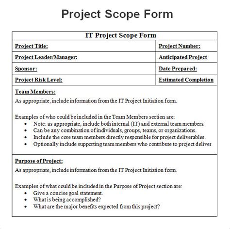 Project Scope Example | Template Business