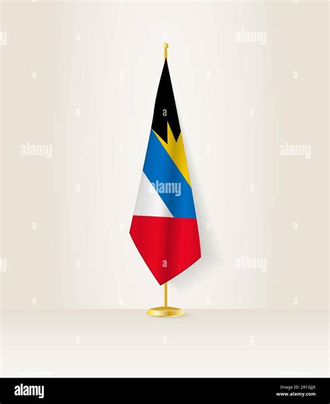 Antigua and Barbuda flag on a flag stand. Vector illustration Stock ...