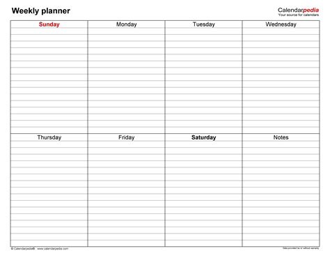 Printable Weekly Schedule Planner