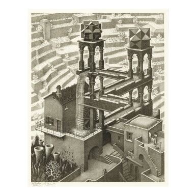 M. C. ESCHER | WATERFALL (B./K./L./W. 439) | Prints & Multiples Day ...