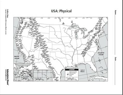 United States Physical Map Worksheet Answers