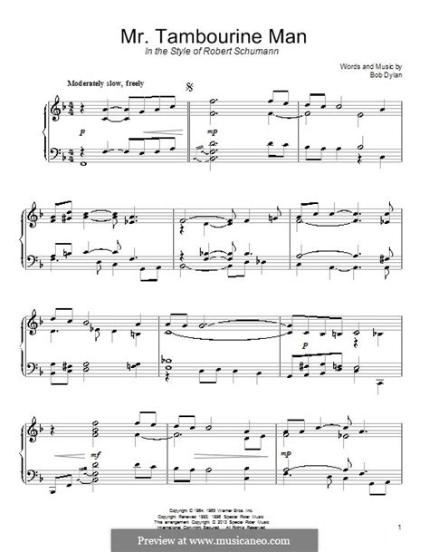 Mr. Tambourine Man by B. Dylan - sheet music on MusicaNeo