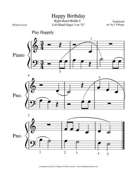 Happy Birthday sheet music for Piano download free in PDF or MIDI