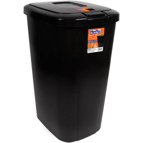 Hefty Touch-Lid 13.3-Gallon Trash Can, Black Wastebasket Garbage Bin Kitchen NEW | eBay