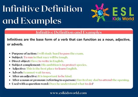 Infinitives | What are Infinitives? | ESL Kids World