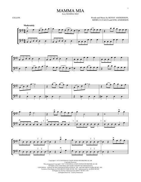 ABBA "Mamma Mia" Sheet Music Notes | Download Printable PDF Score 107033