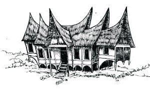 Rumah Gadang Sketch Gadang Sketsa Minangkabau Adat Lukisan Sumba Riau Denah Bugis Arsitektur ...