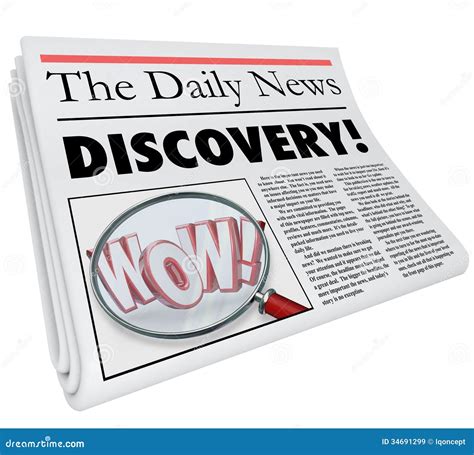 Discovery Newspaper Headline Announcing Surprising News Stock ...