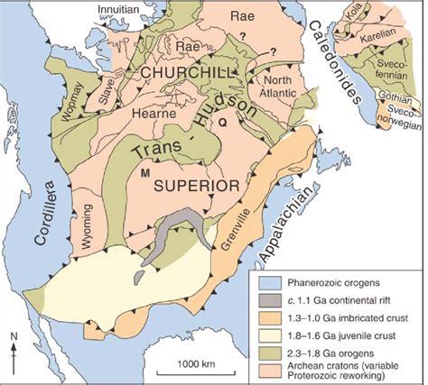 Summary geological map of North America and Greenland (Laurentia), and ...