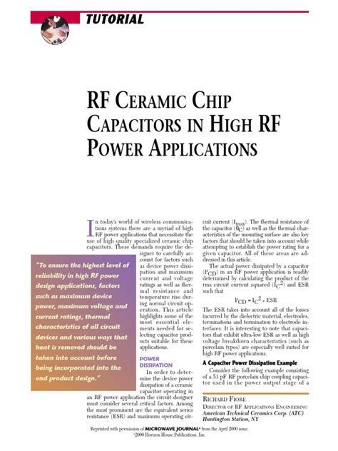 RF Ceramic Chip Capacitors in High RF Power Applications | PDF | Heat Transfer | Capacitor