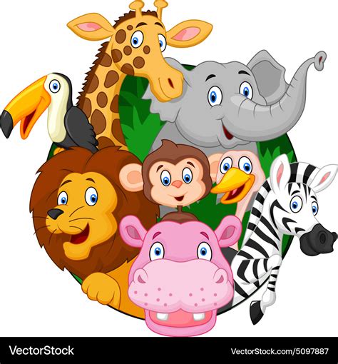 Cartoon safari animals Royalty Free Vector Image