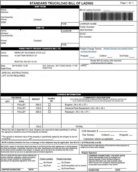 What is a Bill of Lading | Mercury Business Services