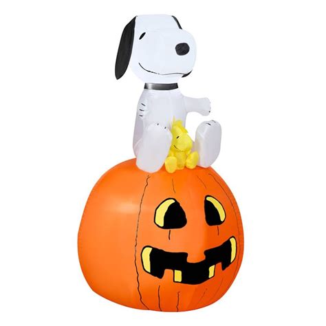 Inflatable Halloween Snoopy on Pumpkin, 53.9" in 2022 | Halloween collar, Halloween inflatables ...