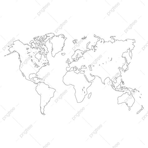 Gambar Peta Dunia Kontur Hitam Dengan Latar Belakang Putih, Sederhana, Asia, Benua PNG dan ...