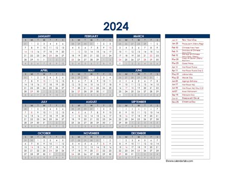 2024 Malaysia Annual Calendar with Holidays - Free Printable Templates