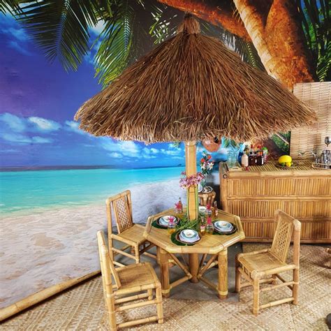 Beach Bar - Bamboo Bar, Thatched Table, Chairs, Stools and Parasols - RENTAL ONLY - Brandon ...