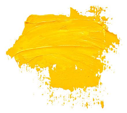 Textured Yellow Oil Paint Brush Stroke Isolated On White Background ...